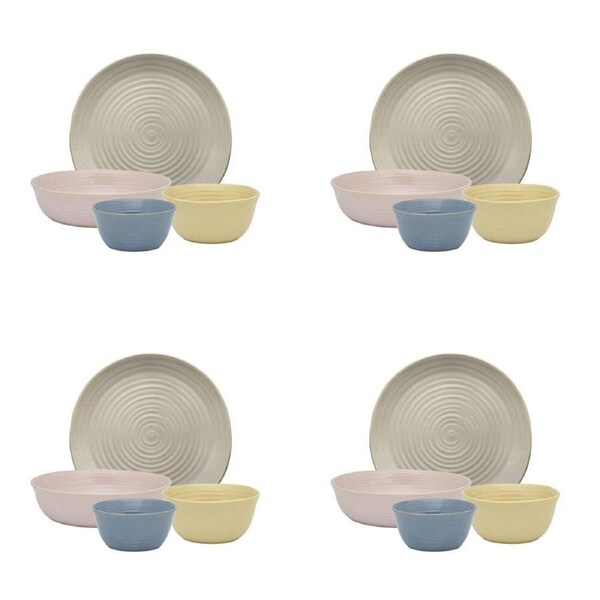 4x 4pc Ecology Ottawa Stoneware Dinner Set Food Plate/Bowl Dining Tableware
