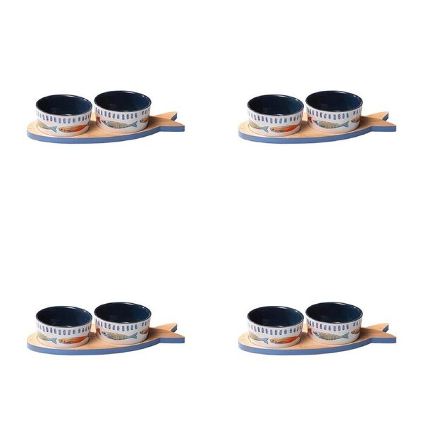 4x 3pc Ladelle Capri Ceramic Fish Bowl & Tray Serving Set Kitchen Serveware