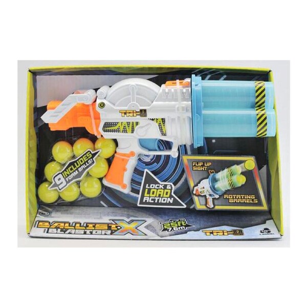 Ballist-X Tri Blaster Rotating Barrels Kids Gun Toy w/ 9 Foam Balls 6y+