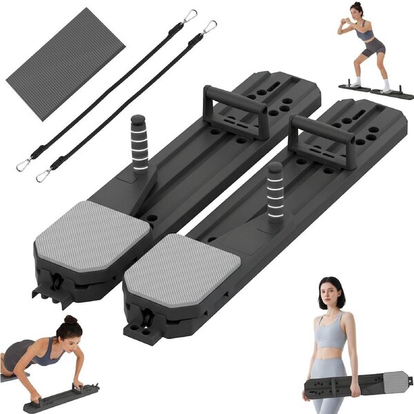 Advwin Pilates Board, Detachable Multi-functional Ab Exercise Machine, Portable Sliding Ab Workout Equipment for Home Gym Workout Black