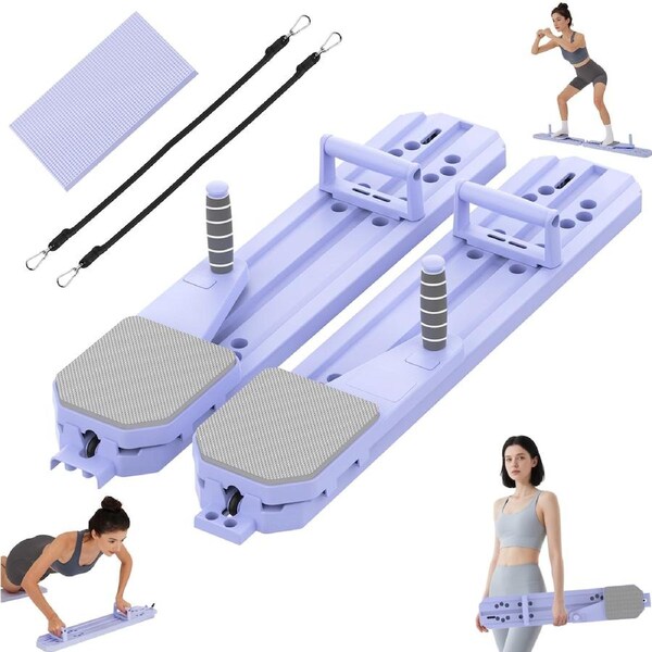 Advwin Pilates Board, Detachable Multi-functional Ab Exercise Machine, Portable Sliding Ab Workout Equipment for Home Gym Workout Purple