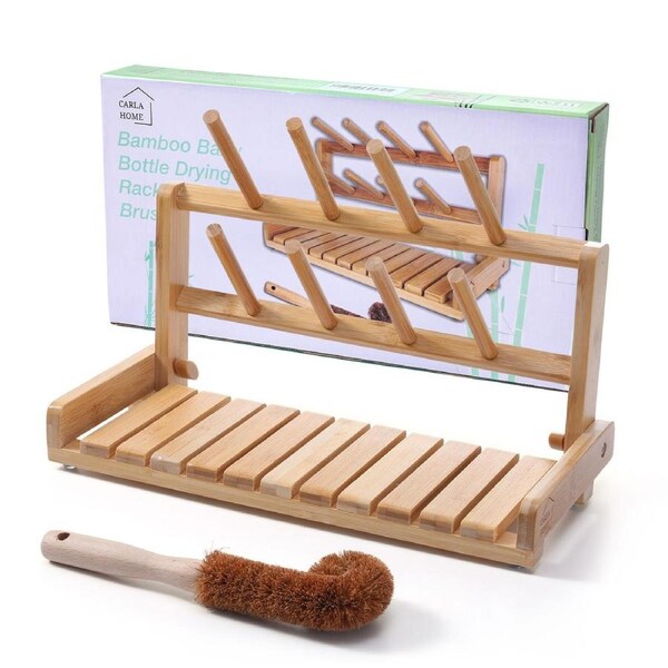 Portable Bamboo Baby Bottle Drying Rack