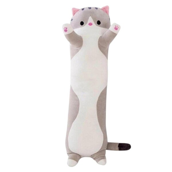 40cm Grey - Cute Carton Cat Pillow Plushie Plush Soft Long Body Pillow Stuffed Animals Kawaii Plush Cat Doll