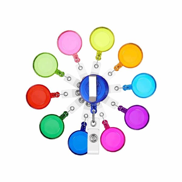 10Pcs Retractable Badge Holder ID Card Plastic Work Key Ring Security Clip