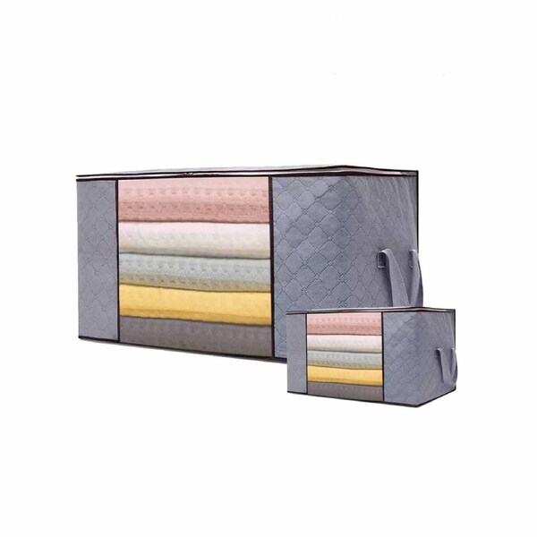 2x Large Clothes Storage Bags Quilt Blanket Storage Bins Closet Organizer