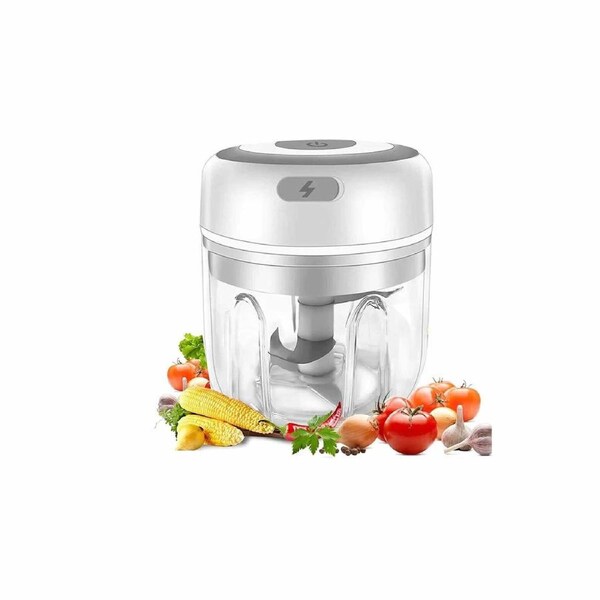 White Wireless Electric Garlic Grinder Food Chopper Vegetable Blender Cut Crusher