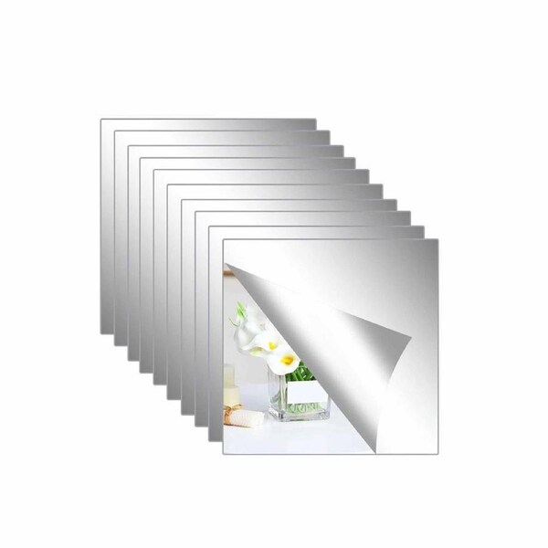 DIY Glass Mirror Tile Wall Sticker Square Self Adhesive Stick-On Thick Mirror