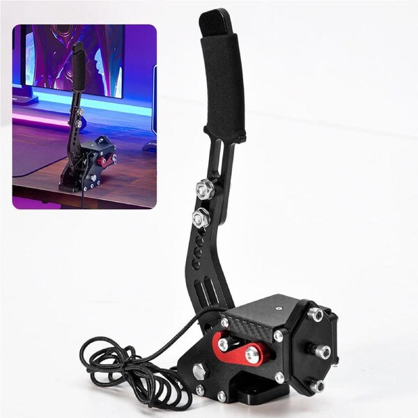 Racing Games Handbrake PC USB Universal Adjustable Aluminium Alloy Handbrake Dual Modes Plug and Play Applicable All Steering Wheel Stand SIM Racing Games