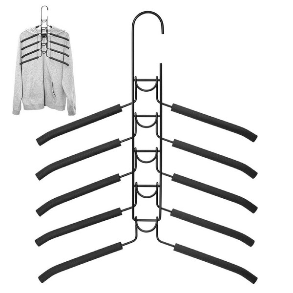 8 Sets Magic Clothes Hangers Detachable 5-in-1 Multilayer Carbon Steel Coat Hanger with Anti-Slip Foam Sleeves Space Saving for Wardrobe Closet Storage
