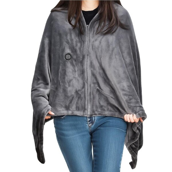 Electric Heated Blanket Washable 10W Heated Soft Thermal Zipper Shawl Wraps USB Charging Winter Heating Wraps Pad with 3 Level Temperature Setting