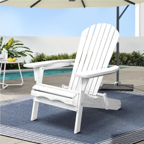 Adirondack Outdoor Chairs Wooden Foldable Beach Chair Patio Furniture White