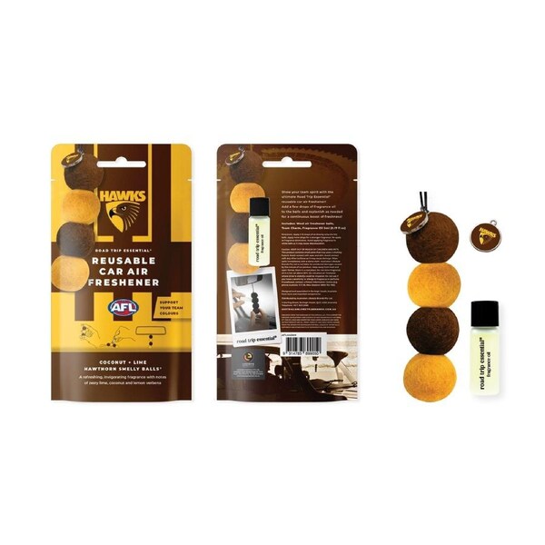 Hawthorn Hawks AFL Aussie Rules Reusable Car Air Fresher felt balls