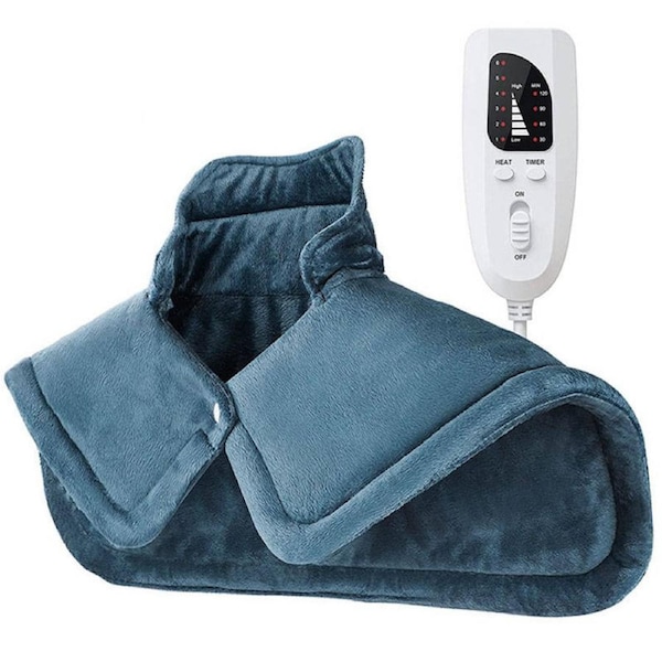 Nevenka Weighted Heating Pad for Neck and Shoulders with 6 Heat Settings and 4 Timer Levels-NavyBlue