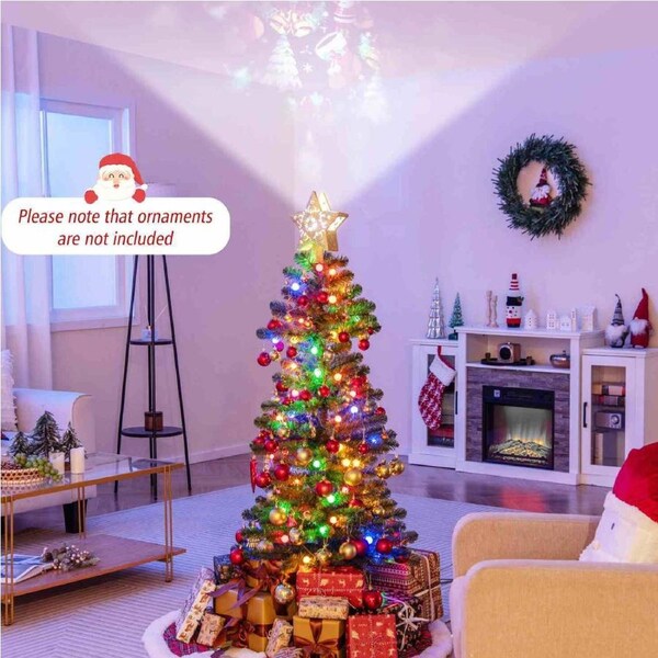 Costway 1.5m LED Pre-Lit Remote Control Christmas Tree w/Projection Light 9 Modes Xmas Decoration