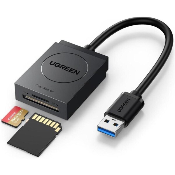 UGREEN SD Card Reader USB 3.0 Dual Slot Flash Memory Card Reader TF, SD, Micro SD, SDXC, SDHC, MMC, RS-MMC, Micro SDXC, Micro SDHC, UHS-I for Mac, Windows, Linux, Chrome