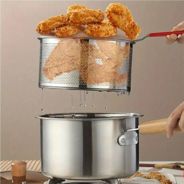 Small Fryer Pot Durable Stainless Steel Deep Fryer for Home
