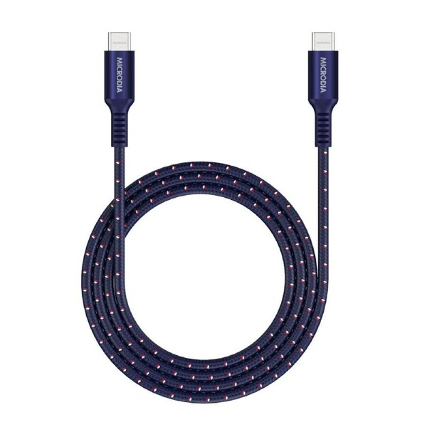 MICRODIA ExeCable Tweed PD100W 1.3m USB-C to USB-C Cable - Navy