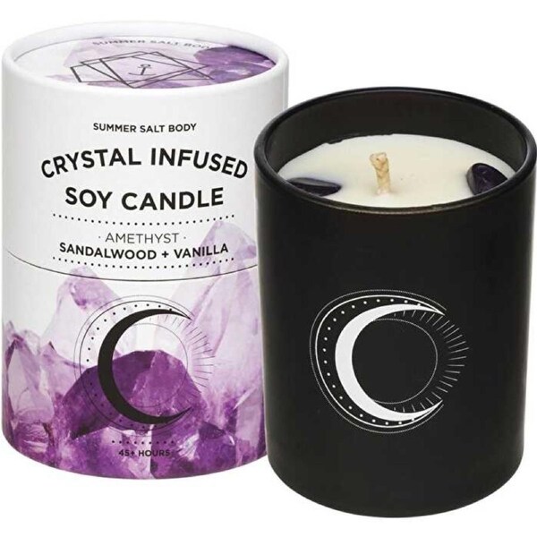 Summer Salt Body Crystal Infused Soy Candle Amethyst Sandalwood & Vanilla