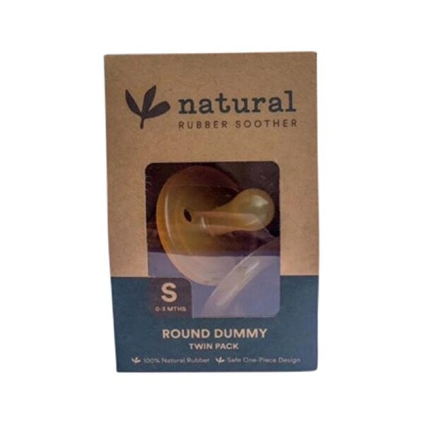 Natural Rubber Soothers Natural Rubber Soother Round Dummy Small (0-3 Months) Twin Pack