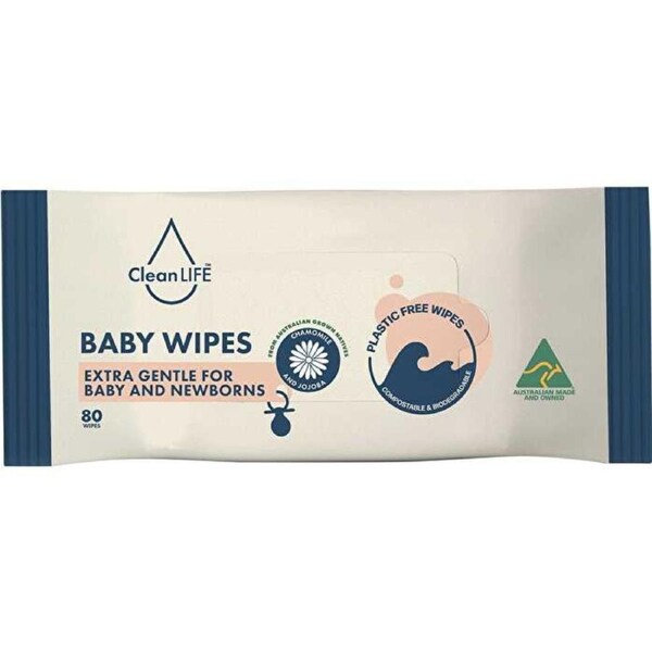 Cleanlife Plastic Free Wipes Extra Gentle for Baby and Newborns 80pk