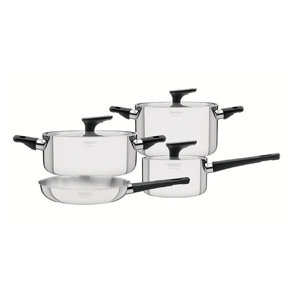 Tramontina Grano 4 Piece Tri-Ply Stainless Steel Cookware Set with Bakelite Handles