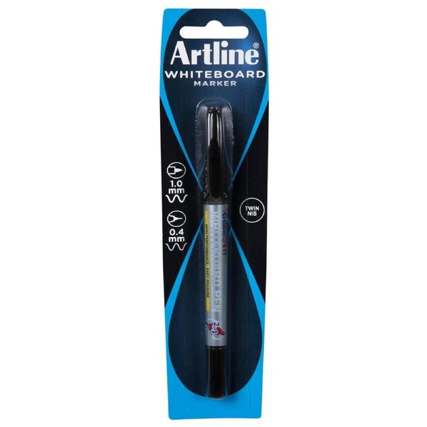6 x Artline 541T Whiteboard Marker Fine Dual Nib Black