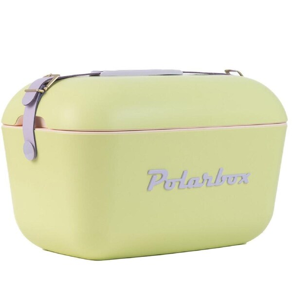 Polarbox Pop 12L Cooler Lime with Lilac Logo and Strap