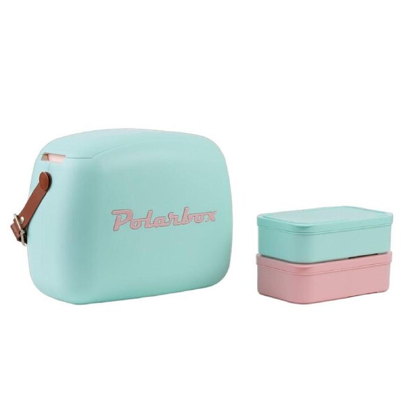 Polarbox Pop 6L Cooler Bag with 2 Lunch Box Containers Cyan/Pink