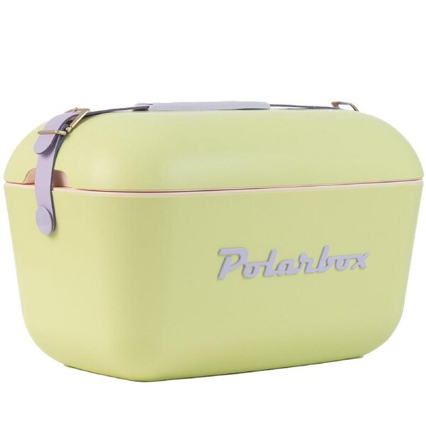 Polarbox Pop 20L Cooler Lime with Lilac Logo and Strap