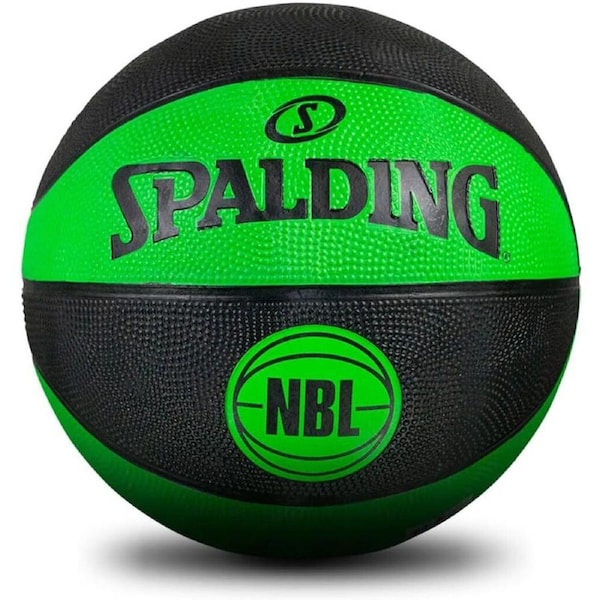Spalding NBL Coloured Outdoor Play Rubber Basketball Size 6 Green/Black