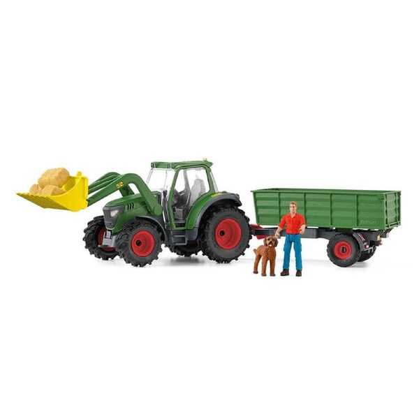 Schleich Farm World Tractor With Trailer Model Toy
