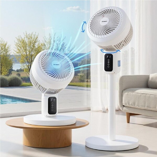 Devanti 80cm Pedestal Fan W/ Remote Cooling Fan - White