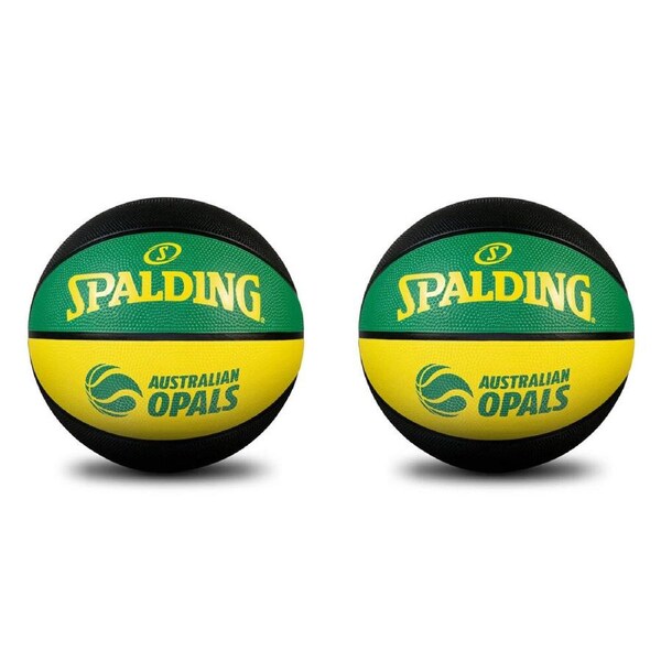 2PK Spalding Australian Opals Outdoor Rubber Basketball Size 6 Yellow/Green