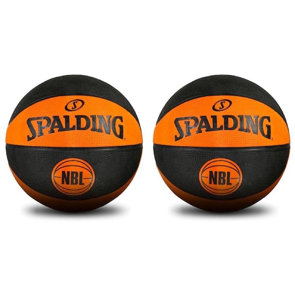 2PK Spalding NBL Coloured Outdoor Play Rubber Basketball Size 6 Green/Black