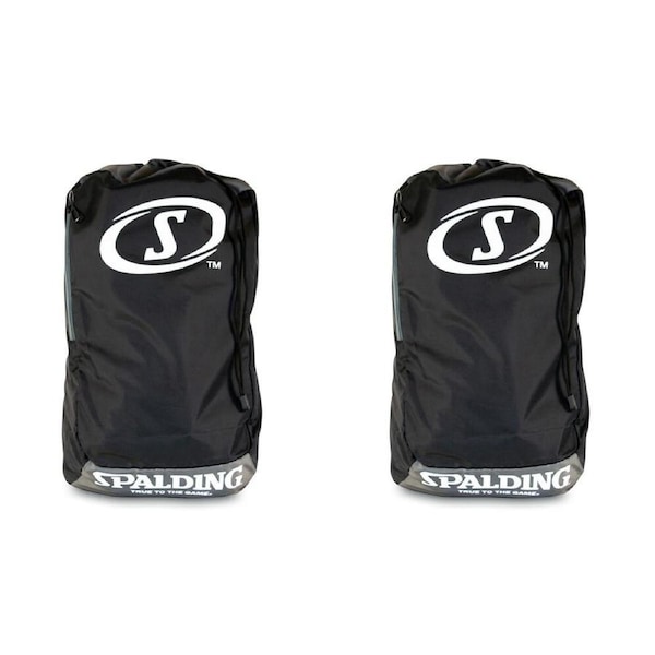 2PK Spalding Water Resistant Adult Sackpack Sport Backpack w/ Drawstring Black