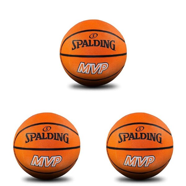 3PK Spalding MVP Mini Indoor/Outdoor All Surface Rubber Basketball Size 1 Orange