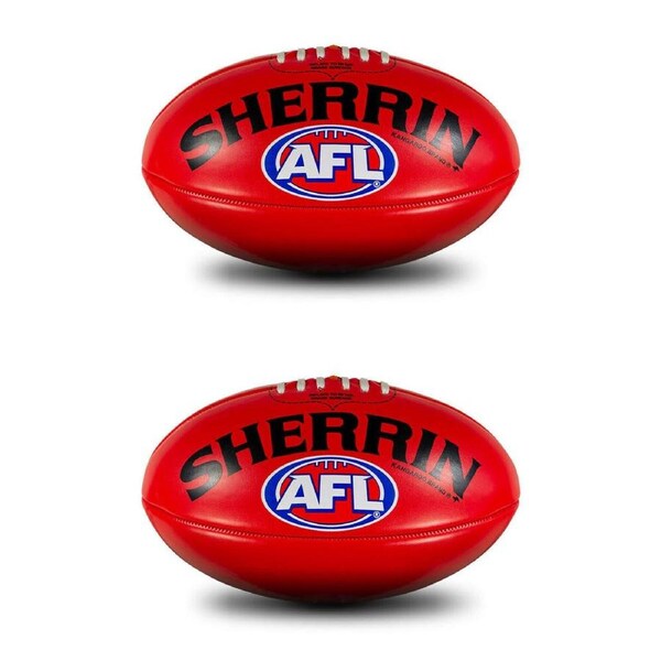 2PK Sherrin PVC AFL Outdoor Recreational Play Replica Football Size 4 Red