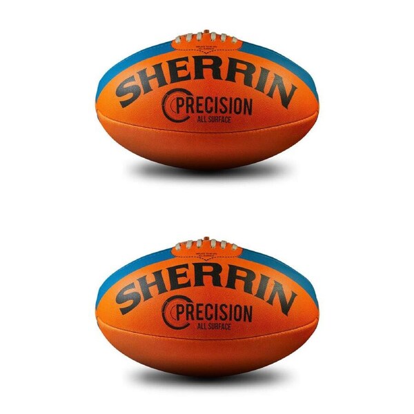 2PK Sherrin Precision Synthetic Rubber AFL Training Football Size 5 Orange
