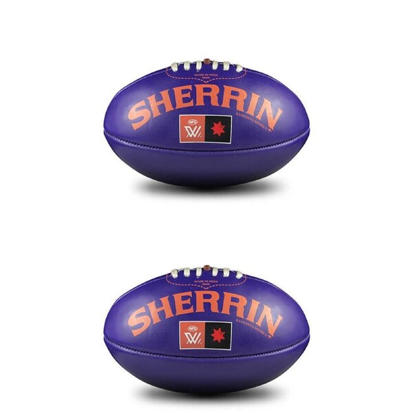 2PK Sherrin PVC Mini AFLW Replica Recreational Play Football 20cm Purple