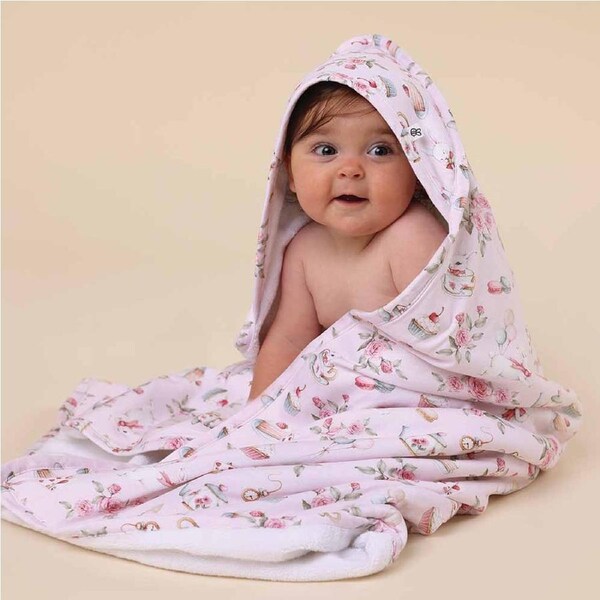 Snuggle Hunny Alice's Tea Party Organic Hooded Baby Towel