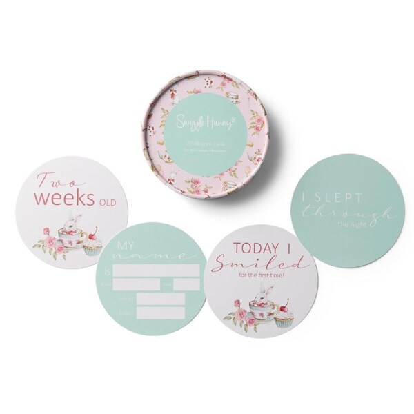 Snuggle Hunny Tea Party & Sage Reversible Milestone Cards