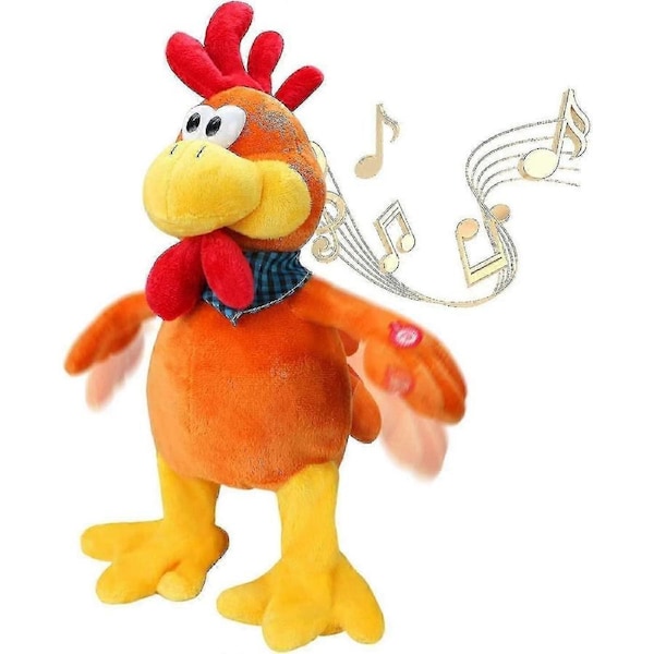 Musical Squawking Chicken Stuffed Animal Walking Singing Waving Rooster Fun Electronic Interactive Animation Plush Toys Gifts For Kids