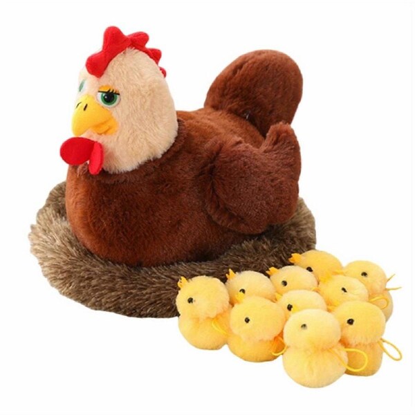 A nest of chicks plush toy hen with chicks doll childrens fun early education voice