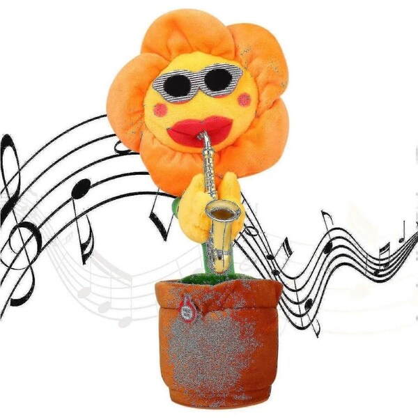Sunflower Stuffed Plush Toys Electric Saxophone Dancing And Singing Kids Toy