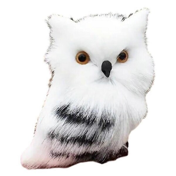 Artificial Lovely Owl White Black Furry Christmas Bird Ornament Desktop Cabinet Decoration Simulation Home Christmas Trees Decor,Halloween Room Decora