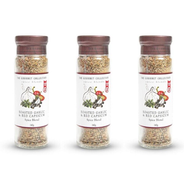 3PK Hot Shots The Gourmet Collection Spice Roast Garlic & Red Capsicum 140g