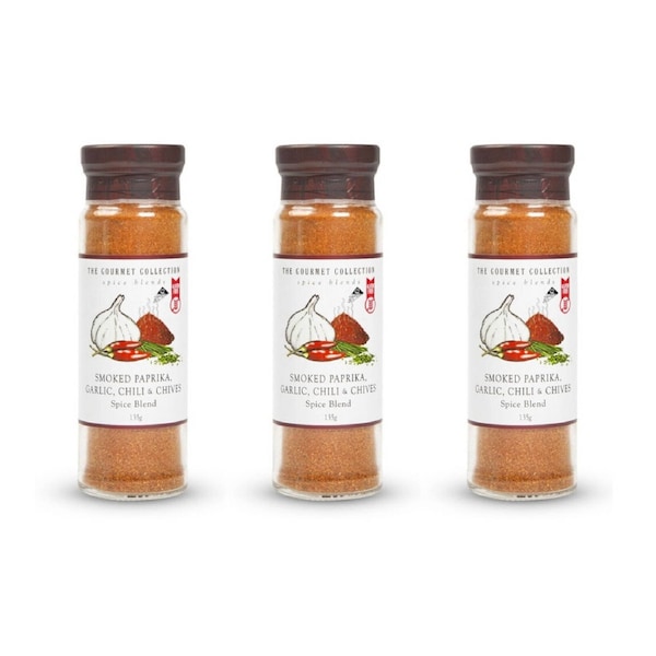 3PK Hot Shots The Gourmet Collection Smoked Paprika Garlic Chilli & Chives 135g