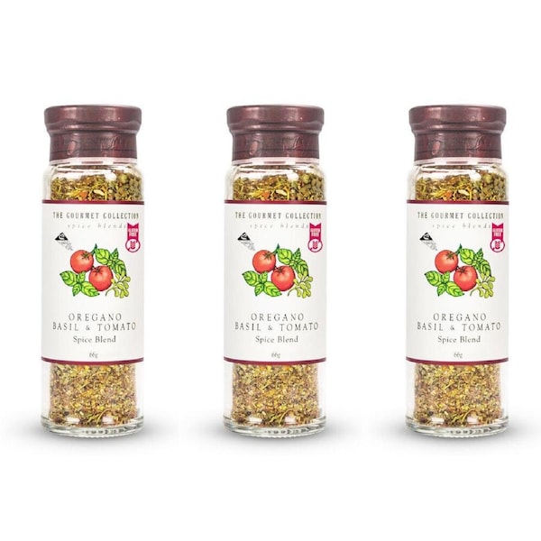 3PK Hot Shots The Gourmet Collection Spice Oregano Basil &Tomato 66g Seasoning