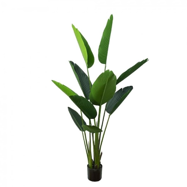 120cm Potted Faux Traveller Palm Leaves Artificial Flower Plant Décor