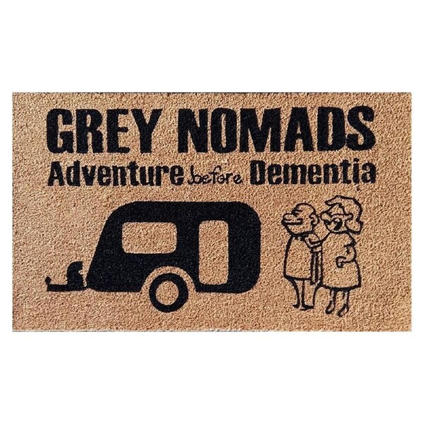 Door Mat Deluxe Coir Latex Grey Nomads Caravan 45 X 75 Cm Doormat